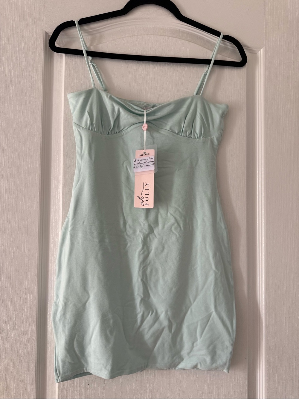 Oh Polly Mint Green Satin Slip Dress with Adjustable Straps